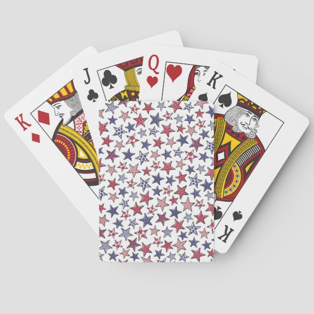 Red White and Blue Stars America Patriotic Playing Cards (Back)