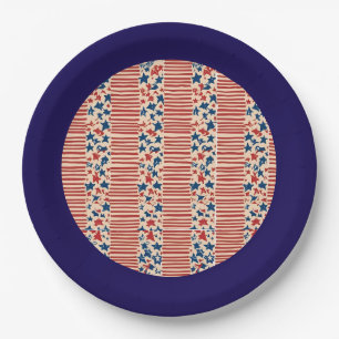 Red White and Blue Stars and Stripes 4th of July Paper Plate