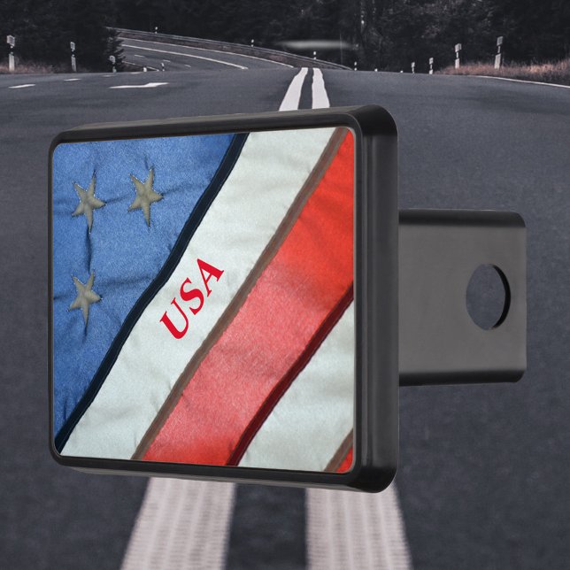 Red White and Blue Stars and Stripes American Flag Trailer Hitch Cover (Creator Uploaded)