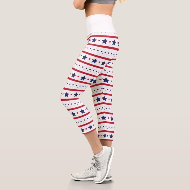 Red, White and Blue Stars and Stripes Capri Leggin (Left)