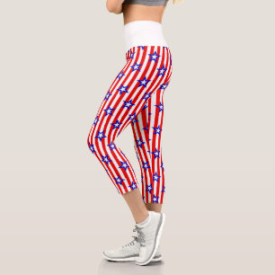 Red, White and Blue Stars and Stripes Capri Leggin