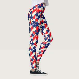 Red, White, and Blue Stars and Stripes Leggings