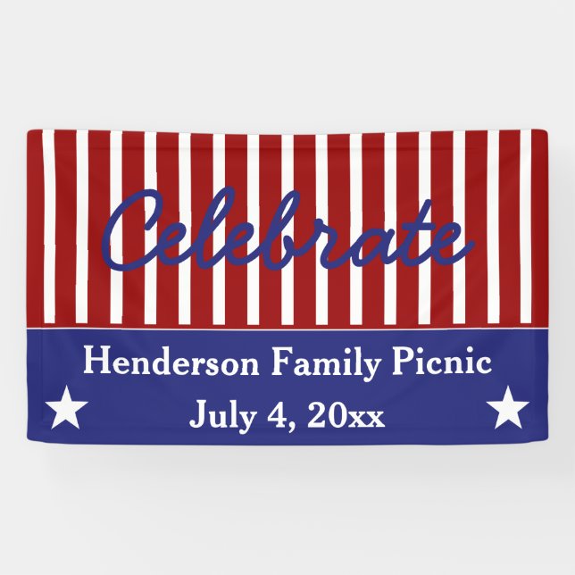 Red White and Blue Stars and Stripes Personalized Banner (Horizontal)