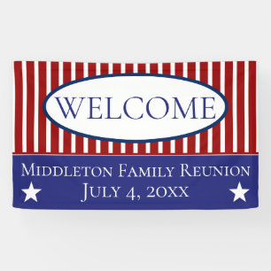 Red White and Blue Stars and Stripes Personalized Banner