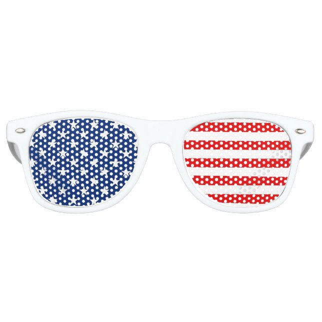Red, White and Blue Stars and Stripes Retro Sunglasses (Front)