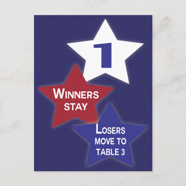 Red, White and Blue Stars Bunco Table Card #1 (Front)