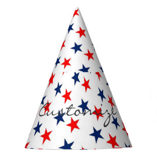 red, white and blue stars patriotic party hat