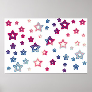 Red White And Blue Stars Poster
