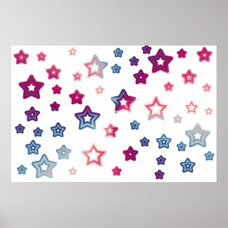 Red White And Blue Stars Poster