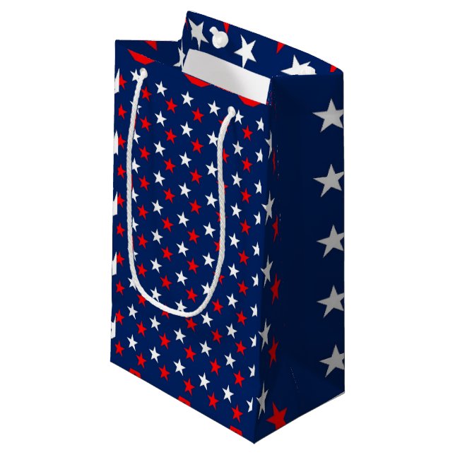 Red White and Blue Stars  Small Gift Bag (Front Angled)