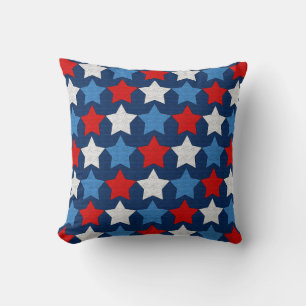 Red white and blue stars throw pillow