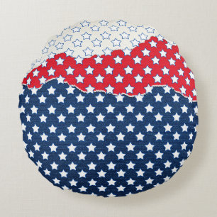 Red, White and Blue Stars (USA) (United States) Round Pillow