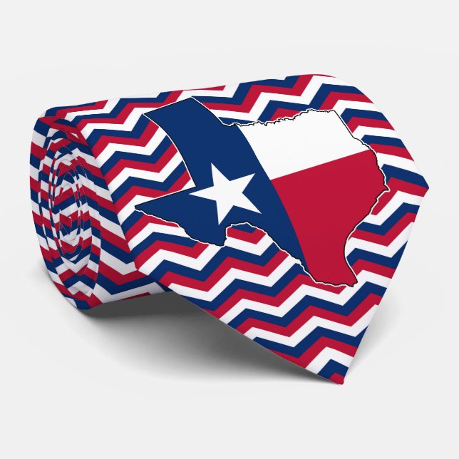 Red White and Blue State of Texas Tie for Texans (Rolled)