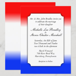 Red White and Blue Stripe Wedding Invitations