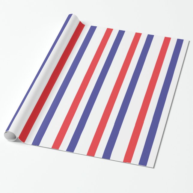 Red, White and Blue Stripe Wrapping Paper (Unrolled)