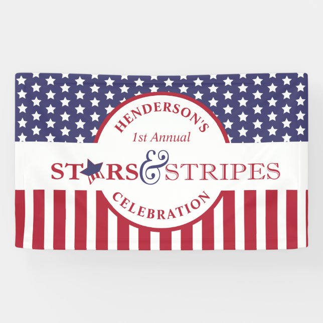Red White and Blue Striped American Flag Party Banner (Horizontal)