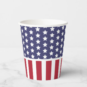 Red White and Blue Striped American Flag Party Paper Cups