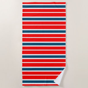 Red White And Blue Striped Beach Towel