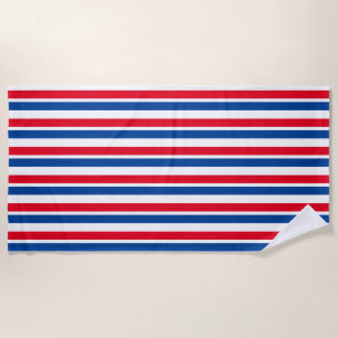Red, White and Blue Striped Beach Towel