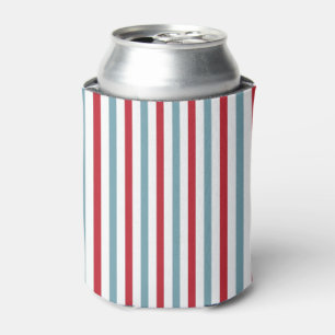 Red White and Blue Striped Pattern Patriotic Can Cooler