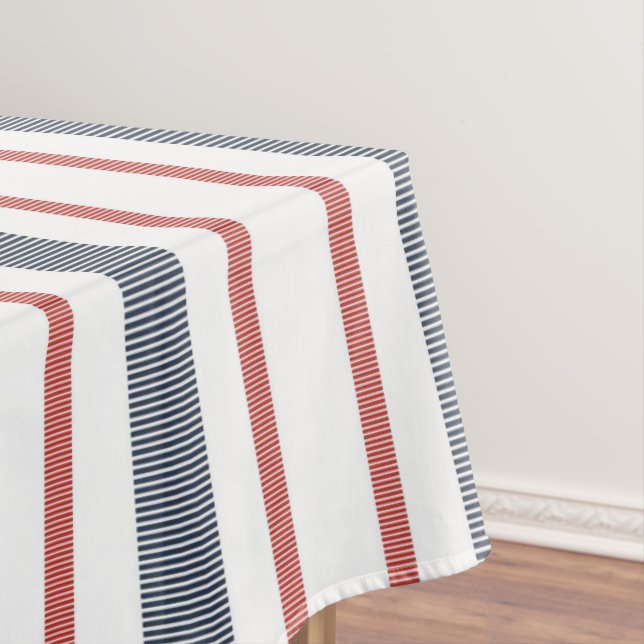 Red, white, and blue striped stripes Tablecloth (In Situ)