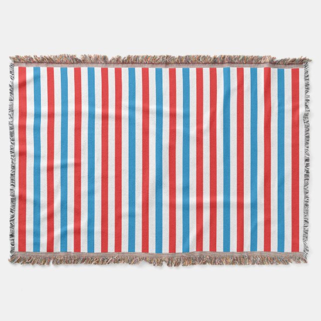 Red White and Blue Striped Throw Blanket (Front)