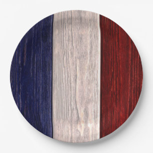 Red, White and Blue Striped Wood Paper Plate