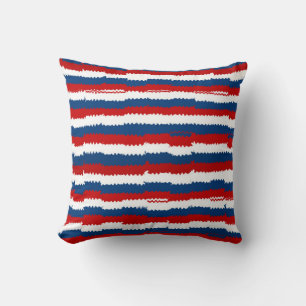 Red, White and Blue Stripes Throw Pillow