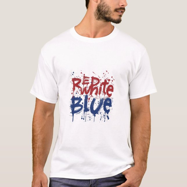red, white, and blue T-Shirt (Front)