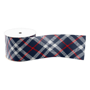 Red White and Blue Tartan Grosgrain Ribbon