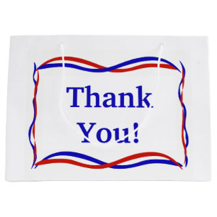 Red White and Blue Thank You Large Gift Bag