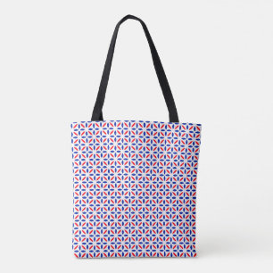 Red White and Blue Tile Pattern Tote Bag