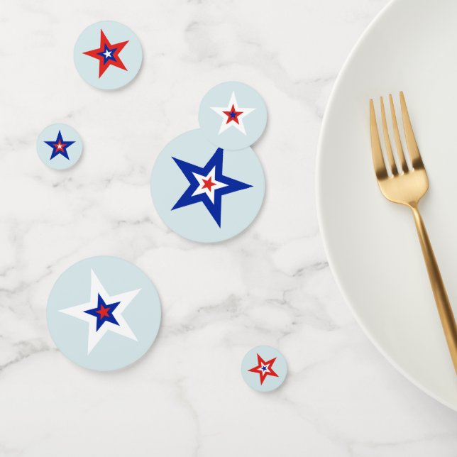 Red, White, and Blue Tri-Coloured American Stars Confetti (Group)