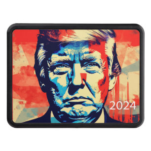 Red, white, and Blue Trump poster style Trailer Hitch Cover