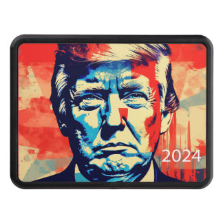 Red, white, and Blue Trump poster style  Trailer Hitch Cover