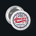 Red White and Blue USA America's 250th Anniversary 2 Inch Round Button<br><div class="desc">Red White and Blue USA America's 250th Anniversary button.

Make it yours with easy customization. Need a custom order? Just send us a message,  we’re here to help. Kindly note that response times may vary slightly due to the time difference.</div>