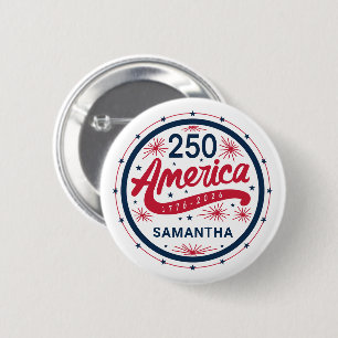 Red White and Blue USA America's 250th Anniversary 2 Inch Round Button
