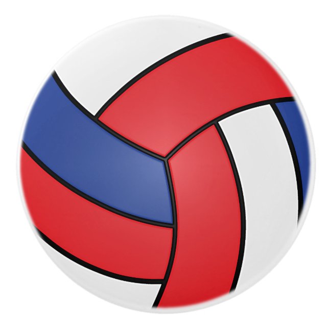 Red, White and Blue Volleyball Ceramic Knob (Front)