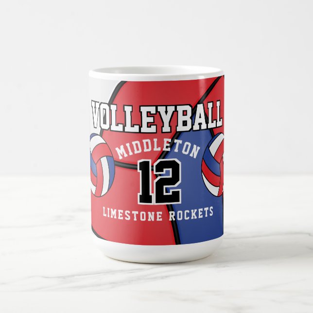 Red, White and Blue Volleyball Sport Coffee Mug (Center)