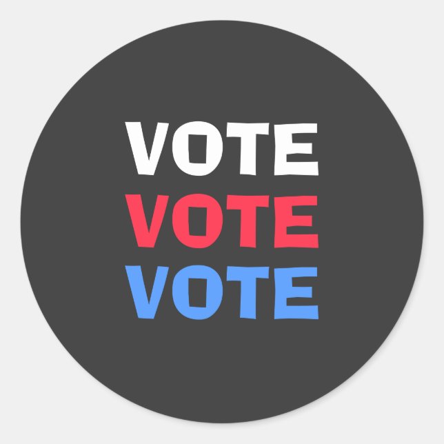 Red White And Blue Vote Election Political Classic Round Sticker (Front)