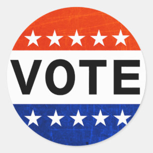 Red White and Blue Vote Patriotic Button Classic Round Sticker