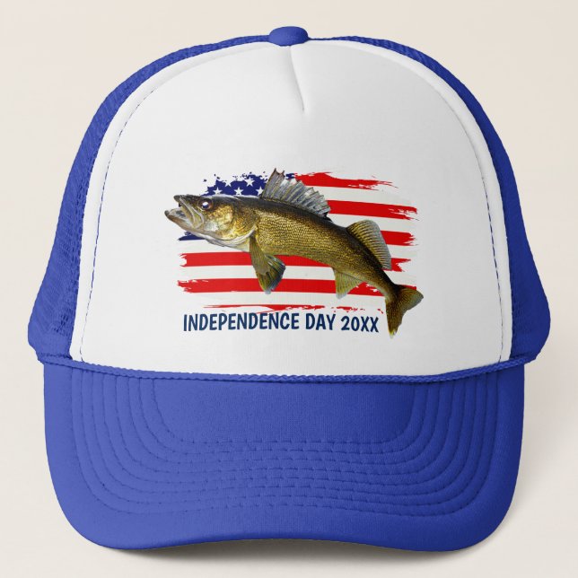 Red, White and Blue Walleye Pike   Trucker Hat (Front)