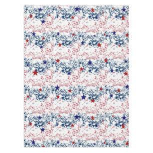 Red white and blue waves with stars tablecloth