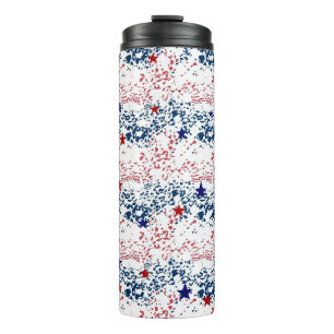 Red white and blue waves with stars thermal tumbler