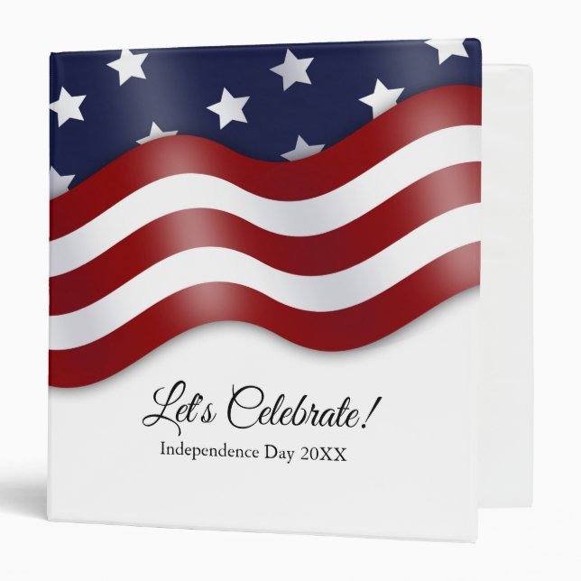 Red, White and Blue Waving Flag Memory  Binder (Front/Inside)