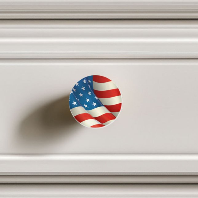 Red White and Blue Waving U.S. Flag Ceramic Knob (Creator Uploaded)