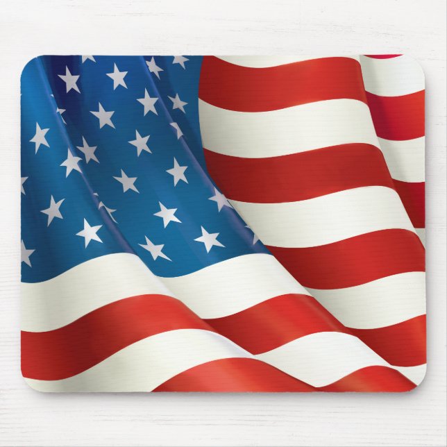 Red White and Blue Waving U.S. Flag Mouse Pad (Front)