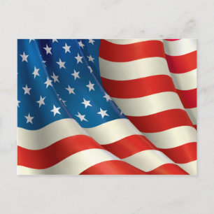 Red White and Blue Waving U.S. Flag Postcard