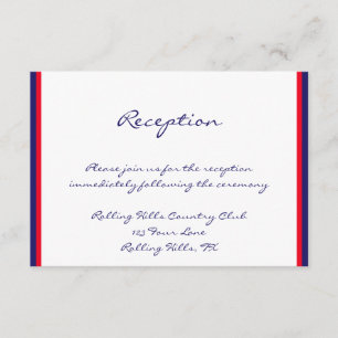 Red White and Blue Wedding Reception Enclosure Card