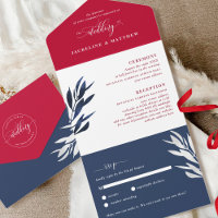Red White and Blue Wedding with Perforated RSVP Al